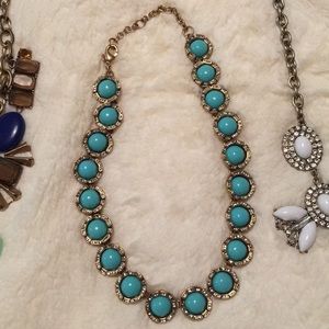 J Crew statement turquoise and gold necklace